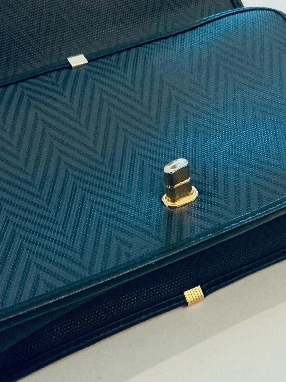 MARK CROSS Black Signature Herringbone Motif Bag with Leather Top-Handle